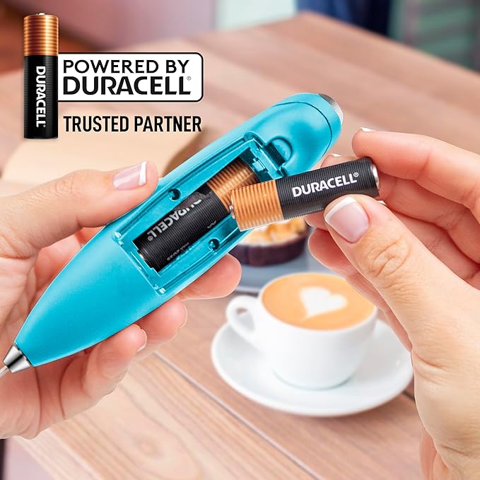 Zulay Powerful Milk Frother Handheld Foam Maker for Lattes - Whisk Drink Mixer for Coffee, Mini Foamer for Cappuccino, Frappe, Matcha, Hot Chocolate by Milk Boss (Teal)