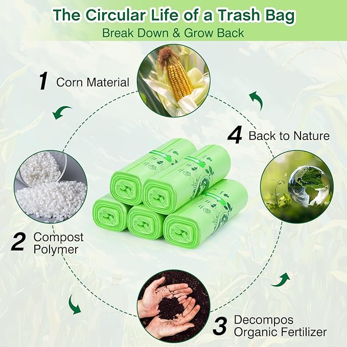4 Gallon Trash Bags: 120 Count Small Garbage bags, Compost Waste Bag Strong Trash Can Liners Unscented for Bathroom Kitchen Bedroom Office Green