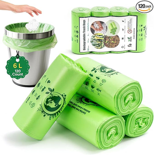 Small Trash Bags 1.2 Gallon, 120 Count Bathroom Garbage Bags, Compost Bin Liners for 1-2 Gallon Trash Can, Small Trash Bags Bathroom Strong and Tough for Kitchen Office