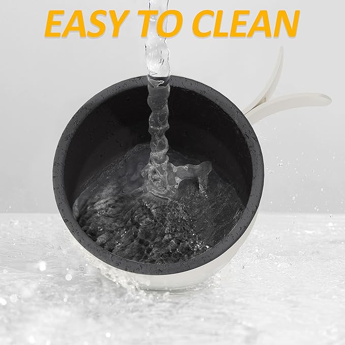 HYTRIC Electric Cooker, 2L Portable Electric Cooker with Foldable Handle, Non-Stick Electric Cooker with Dual Power Control for Camp, Dorm, Multi-Function Ramen Cooker for Oatmeal, Steak, Pasta,