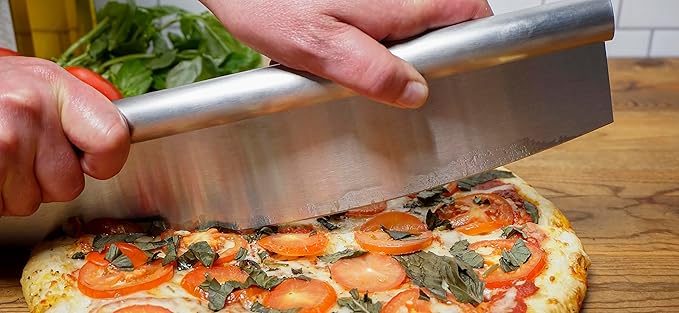 RSVP International Endurance® Rocker Style Stainless Steel Pizza Cutter, 14" | Sharp & Versatile Cutter | Chop & Slice Cakes & Pizzas with Ease | Dishwasher Safe