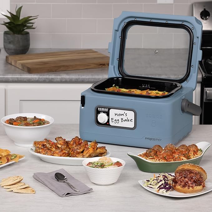 Presto 06017 8-Quart Nomad Traveling Slow Cooker, Blue