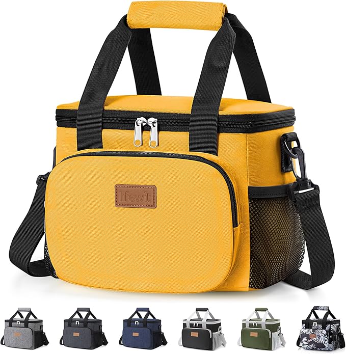 Lifewit Medium Lunch Bag Insulated Lunch Box Soft Cooler Cooling Tote for Adult Men Women, Orange 12-Can (9L)