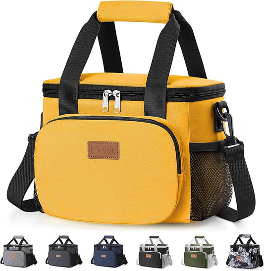 Lifewit Medium Lunch Bag Insulated Lunch Box Soft Cooler Cooling Tote for Adult Men Women, Orange 12-Can (9L)