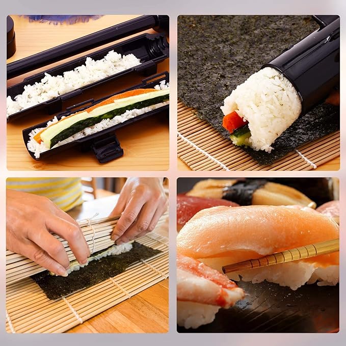 URED sushi bazooka sushi maker kit, Sushi Roller Mold Food Grade Plastic Rice Vegetable Meat homemade Diy Sushi Making Kit Machine tool kitchen Utensils sushi molds press gun