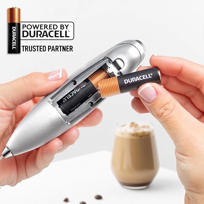Zulay Kitchen Whisk Milk Frother with 4 Duracell Batteries - Powerful Handheld Foam Maker for Coffee, Lattes, Matcha, Hot Chocolate & Cappuccinos - Whip Creamy Froth in Seconds