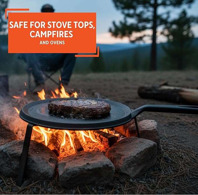 IMUSA 9.5in Preseasoned Cast Iron Comal for Tortillas, Arepas, Quesadillas, Heating & Searing, Heavy-Duty Flat Griddle