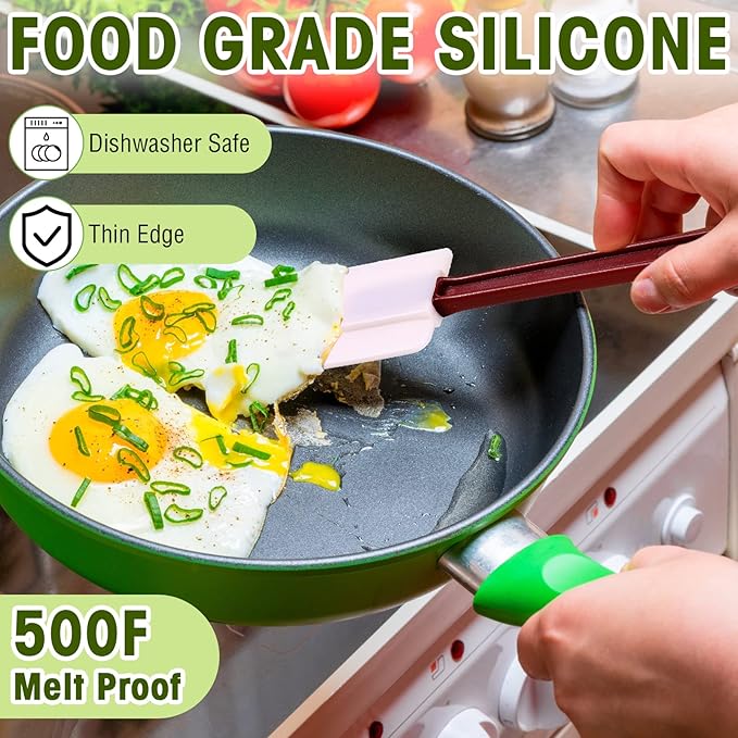 Lounsweer 2 Pcs Heat Resistant Rubber Spatula 10 Inch Commercial Silicone Spatula Scraper Set for Kitchen Use Cooking Silicone Cooking Utensils Sets