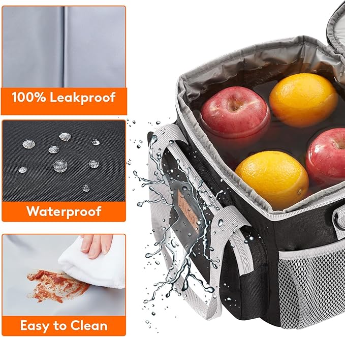 Lifewit Medium Lunch Bag Insulated Lunch Box Soft Cooler Cooling Tote for Adult Men Women, Gray and Black 12-Can (9L)