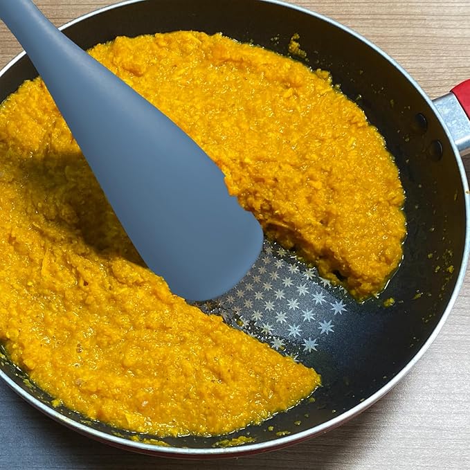 Silicone Spatula Spoon, Great for Both Cooking and Serving Durable BPA-Free Matte Black Silicone, Seamless Design, Safe for Nonstick Cooking Surfaces, 2-Pcs, Starry Blue