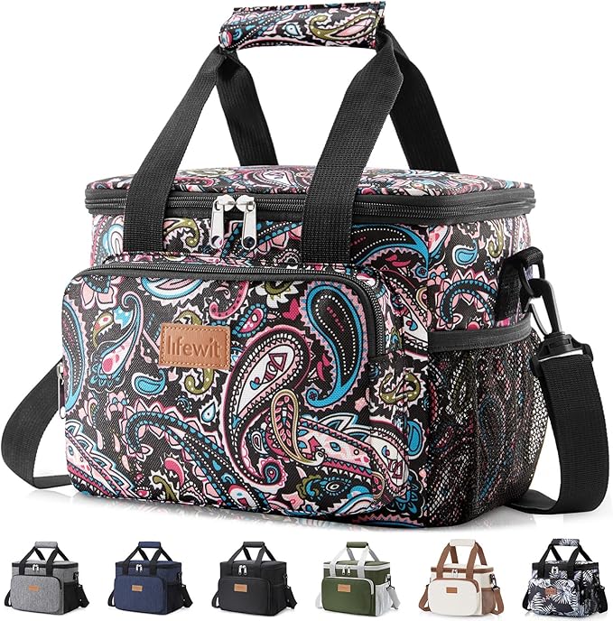 Lifewit Medium Lunch Bag Insulated Lunch Box Soft Cooler Cooling Tote for Adult Men Women, Paisley 12-Can (9L)
