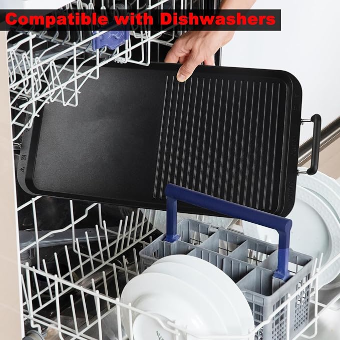 Vayepro 2-in-1 Stove Top Griddle & Grill Pan, 20 Inch Non-Stick Double Burner Griddle for Gas, Electric, and Camping Stoves, Perfect for Pancakes, BBQ, and Indoor/Outdoor Cooking