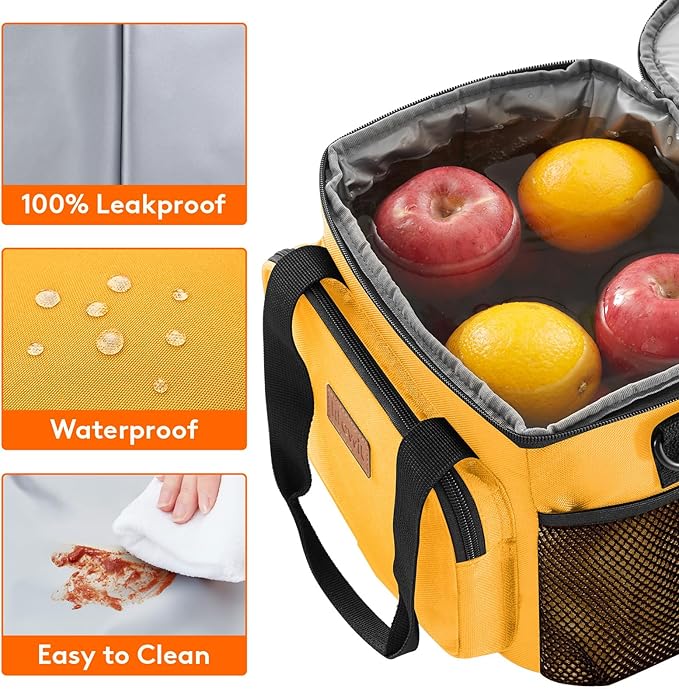 Lifewit Medium Lunch Bag Insulated Lunch Box Soft Cooler Cooling Tote for Adult Men Women, Orange 12-Can (9L)