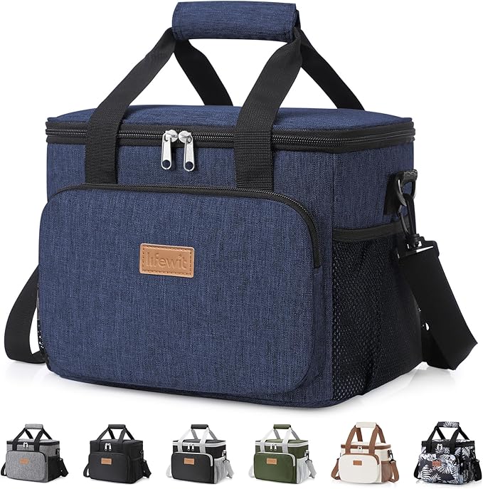 Lifewit Medium Lunch Bag Insulated Lunch Box Soft Cooler Cooling Tote for Adult Men Women, Dark Blue 12-Can (9L)