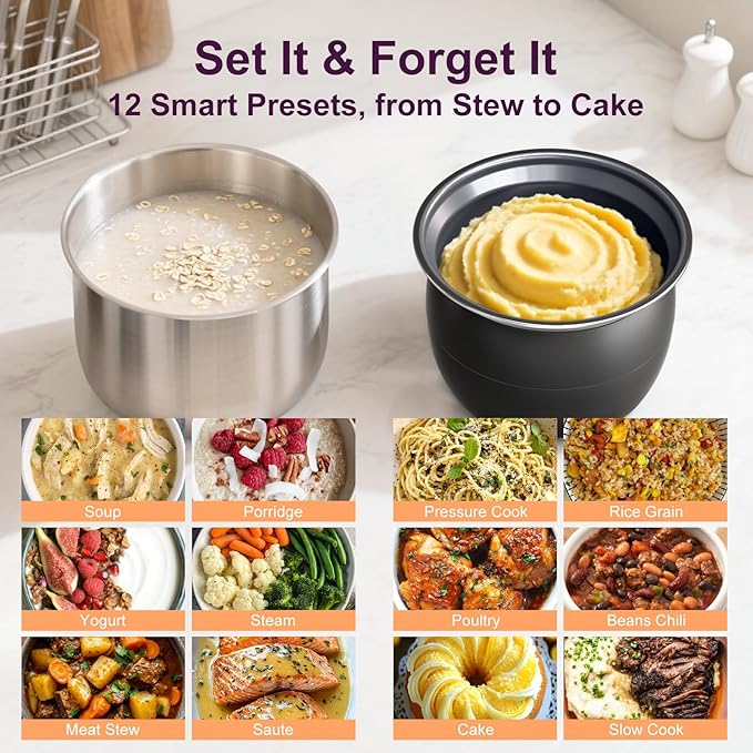 Fullwill Dual-Pot Electric Pressure Cooker 6+5QT(2026 Upgraded), 12-in-1 Multi-Cooker for Pressure Cooking, Soup, Yogurt, Stew, Rice