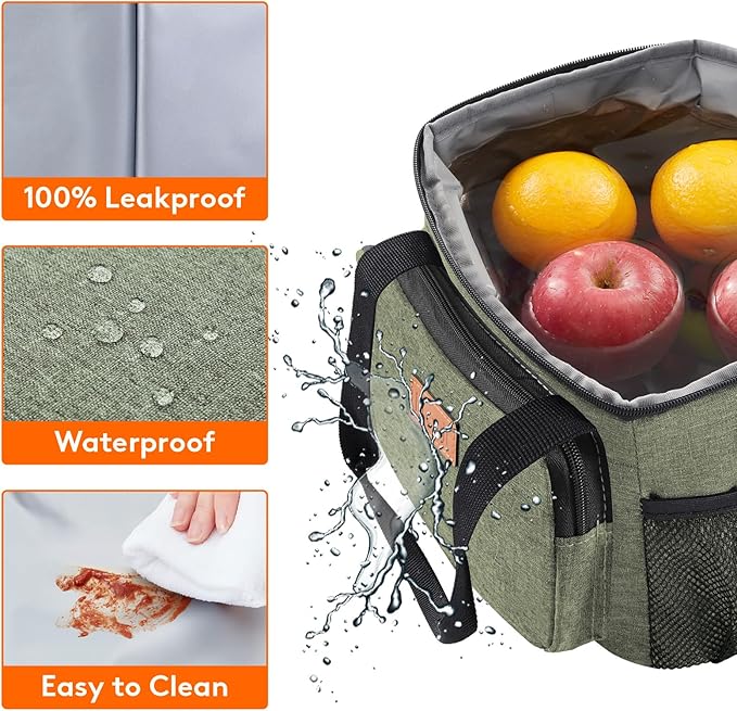 Lifewit Medium Lunch Bag Insulated Lunch Box Soft Cooler Cooling Tote for Adult Men Women, Dark Green 12-Can (9L)