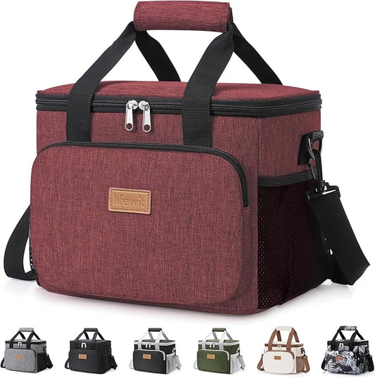 Lifewit Medium Lunch Bag Insulated Lunch Box Soft Cooler Cooling Tote for Adult Men Women, Burgundy 12-Can (9L)