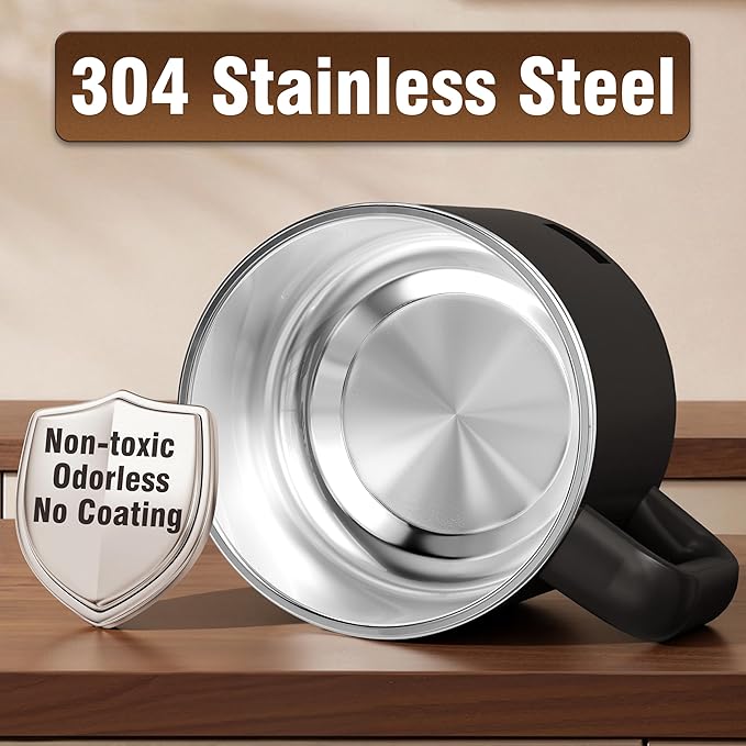 Topwit Hot Pot Electric, Electric Pot, 1.6L Ramen Cooker, Multifunctional Cooker for Pasta, Shabu-Shabu, Oatmeal, Soup and Egg with Over-Heating Protection, Boil Dry Protection, Black