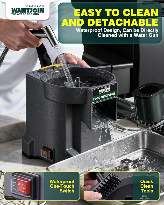 WantJoin 6 in 1 Electric Vegetable Chopper - Multifunctional Commercial Food Processor with Stainless Steel Blades for Slicing(2.5mm), Dicing(6/8/12mm), Chopping(2.5mm), Shredding