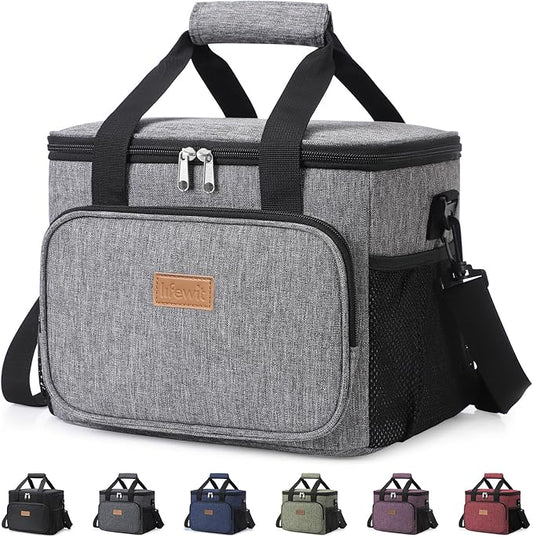 Lifewit Large Lunch Bag Insulated Lunch Box Soft Cooler Cooling Tote for Adult Men Women, Gray 24-Can (15L)
