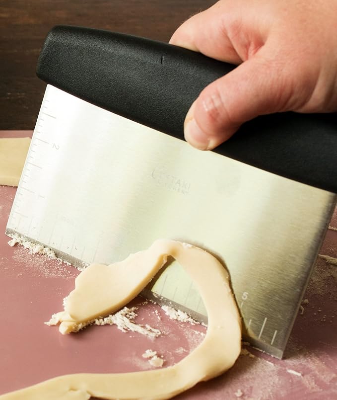 Cestari Dough Scraper Bench Knife: Professional Quality Heavy Duty Stainless Steel Bench Scraper, Chopper, Cutter - Perfect for Pastry, Nuts, Herbs, Chocolate, Pizza Dough, Soap, Bread Baking