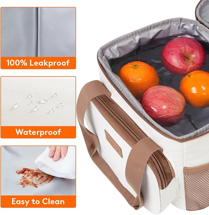 Lifewit Medium Lunch Bag Insulated Lunch Box Soft Cooler Cooling Tote for Adult Men Women, Beige 12-Can (9L)