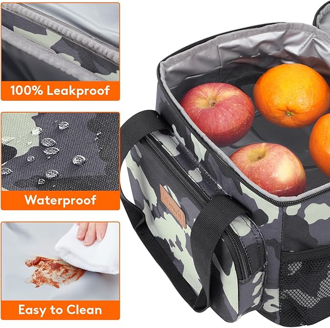 Lifewit Medium Lunch Bag Insulated Lunch Box Soft Cooler Cooling Tote for Adult Men Women, Camouflage 12-Can (9L)