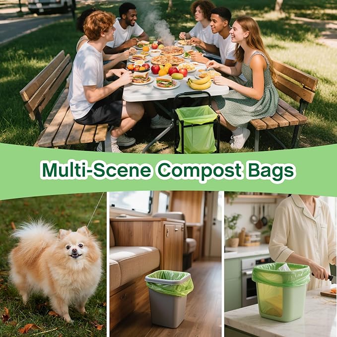 4 Gallon Trash Bags: 120 Count Small Garbage bags, Compost Waste Bag Strong Trash Can Liners Unscented for Bathroom Kitchen Bedroom Office Green
