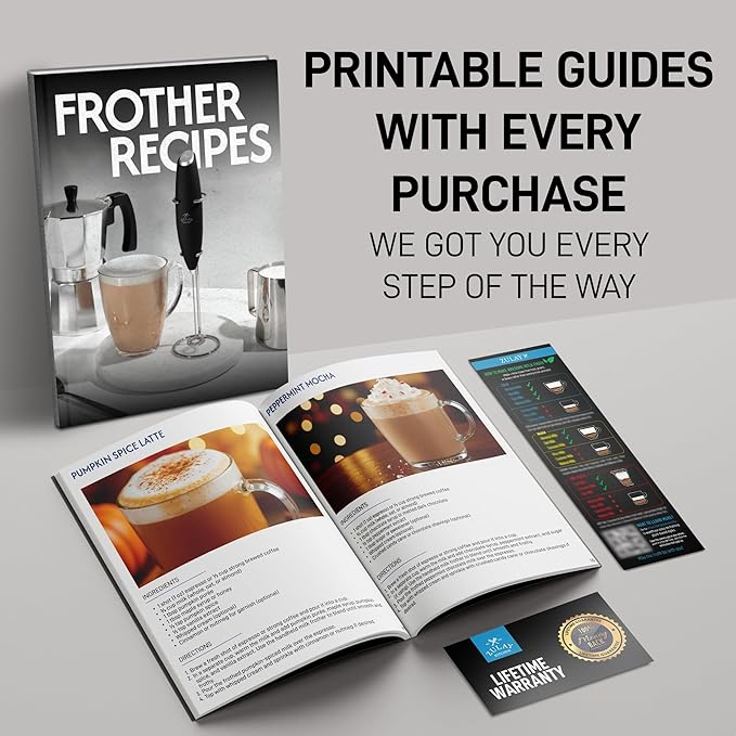 Zulay Kitchen Whisk Milk Frother with 4 Duracell Batteries - Powerful Handheld Foam Maker for Coffee, Lattes, Matcha, Hot Chocolate & Cappuccinos - Whip Creamy Froth in Seconds