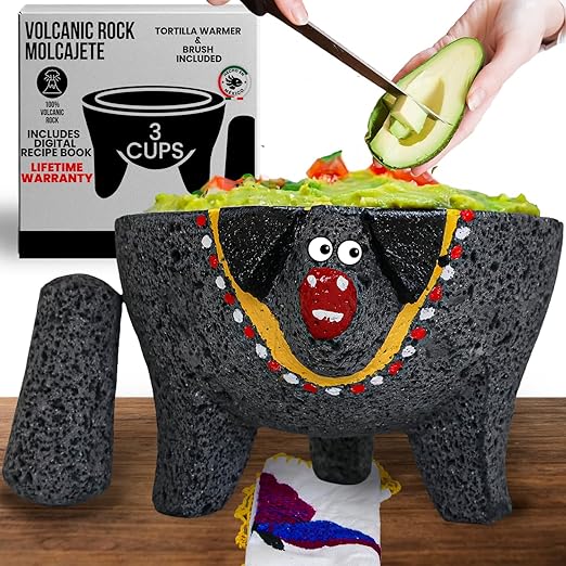 Pig Molcajete Mexicano Volcanic Rock Handmade | Mexican Lava Rock Bowl | Mortar and Pestle | Guacamole Maker