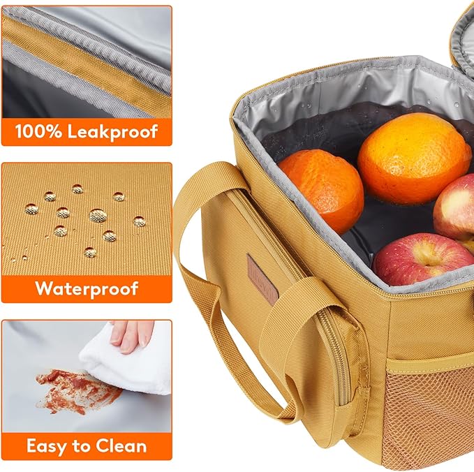 Lifewit Medium Lunch Bag Insulated Lunch Box Soft Cooler Cooling Tote for Adult Men Women, Brown 12-Can (9L)