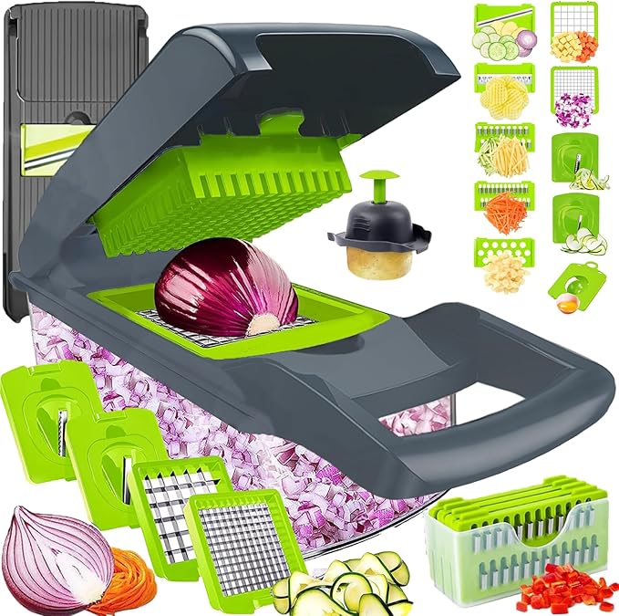 Pro-Series 20-in-1 Mandoline Slicer & Spiralizer, Veggie Chopper with Container, Home Essential Kitchen Gadget