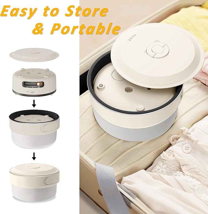 HYTRIC Electric Cooker, 2L Portable Electric Cooker with Foldable Handle, Non-Stick Electric Cooker with Dual Power Control for Camp, Dorm, Multi-Function Ramen Cooker for Oatmeal, Steak, Pasta,