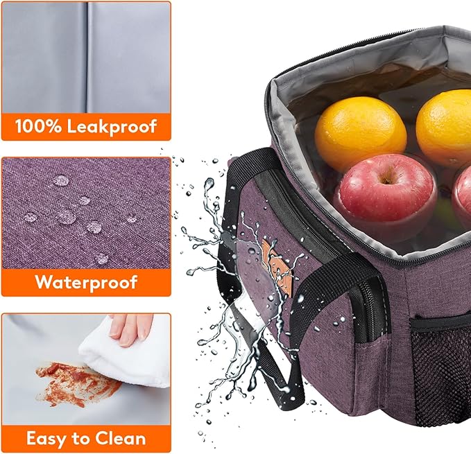 Lifewit Medium Lunch Bag Insulated Lunch Box Soft Cooler Cooling Tote for Adult Men Women, Purple 12-Can (9L)