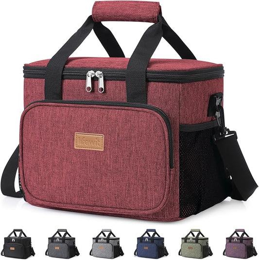 Lifewit Large Lunch Bag Insulated Lunch Box Soft Cooler Cooling Tote for Adult Men Women, Burgundy 24-Can (15L)