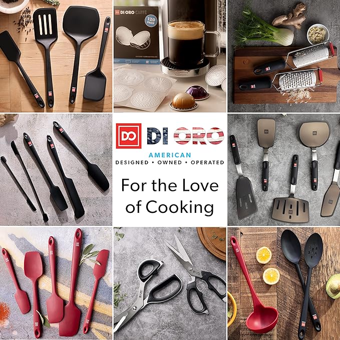 DI ORO - Chef Series FLEX Silicone Spatula 600ºF Heat-Resistant Flexible Silicone Rubber Turner Spatulas (3-Piece Set)